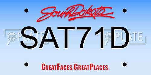 SAT71D South Dakota License Plate