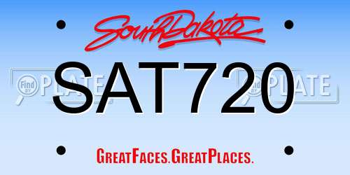 SAT720 South Dakota License Plate