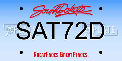 SAT72D South Dakota License Plate