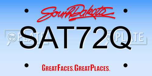 SAT72Q South Dakota License Plate