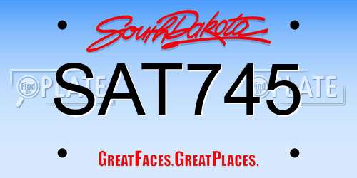 SAT745 South Dakota License Plate