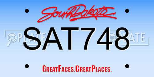 SAT748 South Dakota License Plate