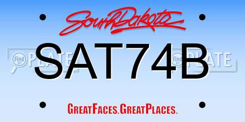 SAT74B South Dakota License Plate