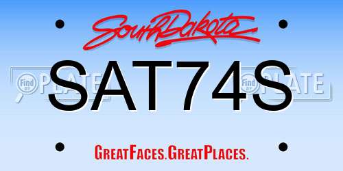 SAT74S South Dakota License Plate