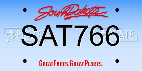 SAT766 South Dakota License Plate