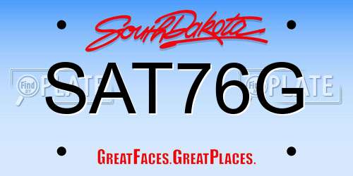 SAT76G South Dakota License Plate