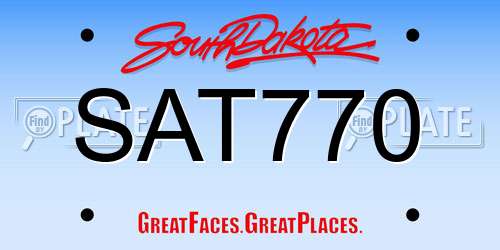 SAT770 South Dakota License Plate