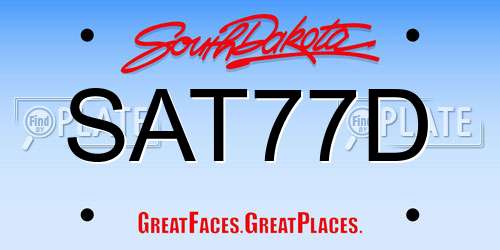 SAT77D South Dakota License Plate