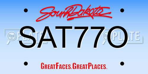SAT77O South Dakota License Plate