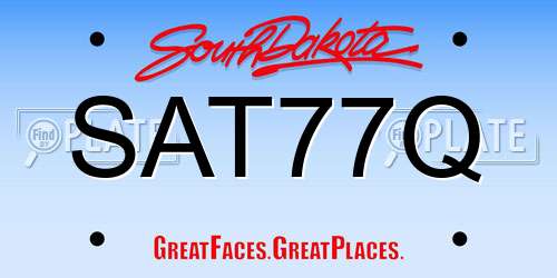 SAT77Q South Dakota License Plate