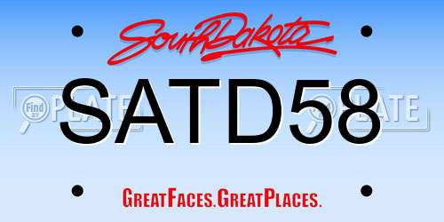 SATD58 South Dakota License Plate