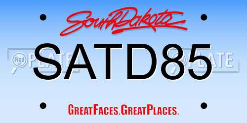 SATD85 South Dakota License Plate