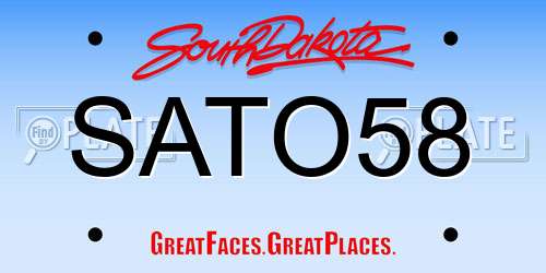 SATO58 South Dakota License Plate