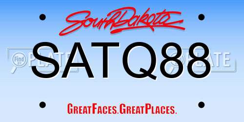 SATQ88 South Dakota License Plate