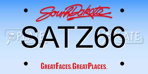 SATZ66 South Dakota License Plate