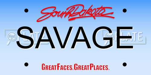 SAVAGE South Dakota License Plate