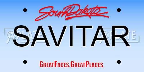 SAVITAR South Dakota License Plate