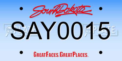 SAY0015 South Dakota License Plate