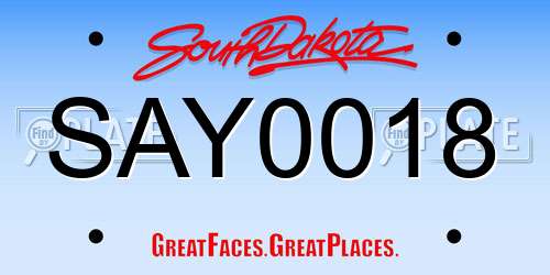 SAY0018 South Dakota License Plate