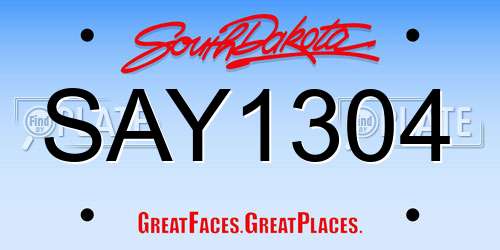 SAY1304 South Dakota License Plate
