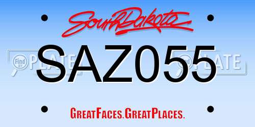 SAZ055 South Dakota License Plate
