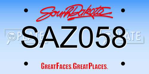 SAZ058 South Dakota License Plate