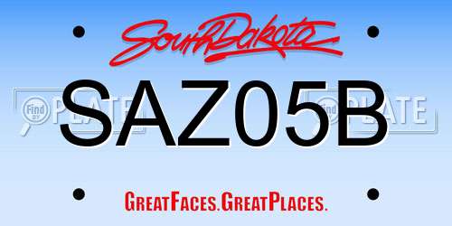 SAZ05B South Dakota License Plate