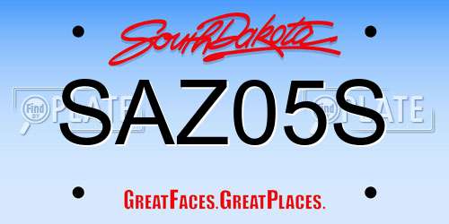 SAZ05S South Dakota License Plate