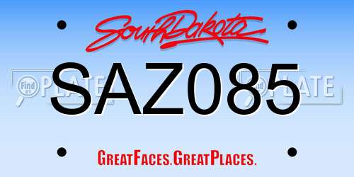 SAZ085 South Dakota License Plate