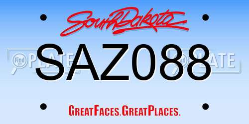 SAZ088 South Dakota License Plate