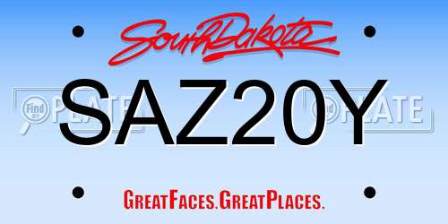 SAZ20Y South Dakota License Plate