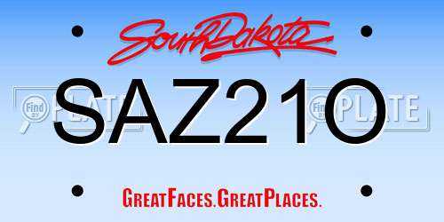 SAZ21O South Dakota License Plate