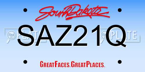 SAZ21Q South Dakota License Plate