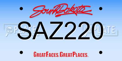SAZ220 South Dakota License Plate