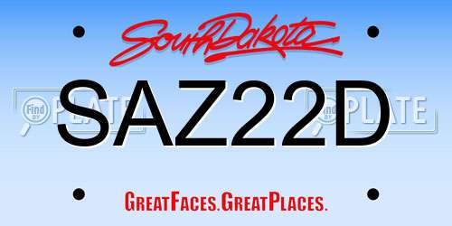 SAZ22D South Dakota License Plate