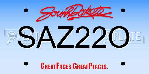 SAZ22O South Dakota License Plate