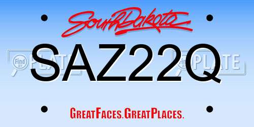 SAZ22Q South Dakota License Plate