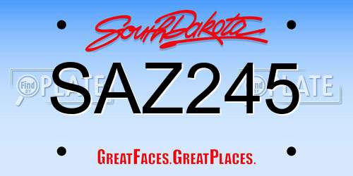 SAZ245 South Dakota License Plate