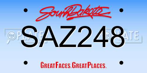 SAZ248 South Dakota License Plate
