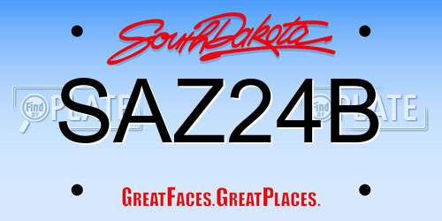 SAZ24B South Dakota License Plate