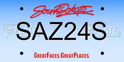 SAZ24S South Dakota License Plate