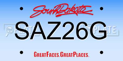 SAZ26G South Dakota License Plate