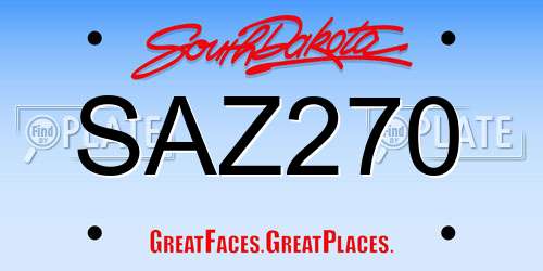 SAZ270 South Dakota License Plate