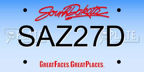 SAZ27D South Dakota License Plate