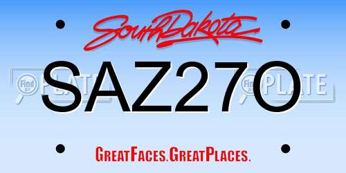 SAZ27O South Dakota License Plate