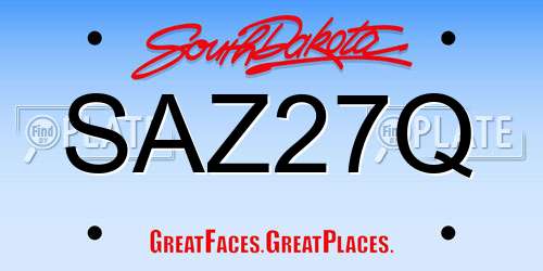 SAZ27Q South Dakota License Plate
