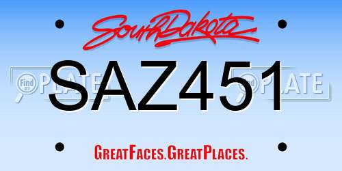 SAZ451 South Dakota License Plate