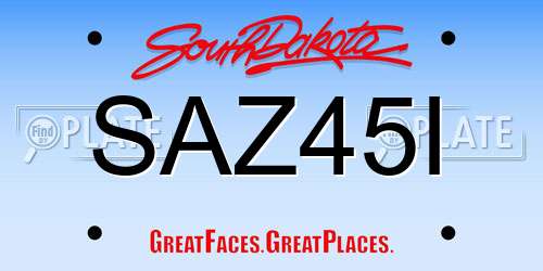SAZ45I South Dakota License Plate