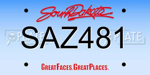 SAZ481 South Dakota License Plate