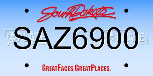 SAZ6900 South Dakota License Plate